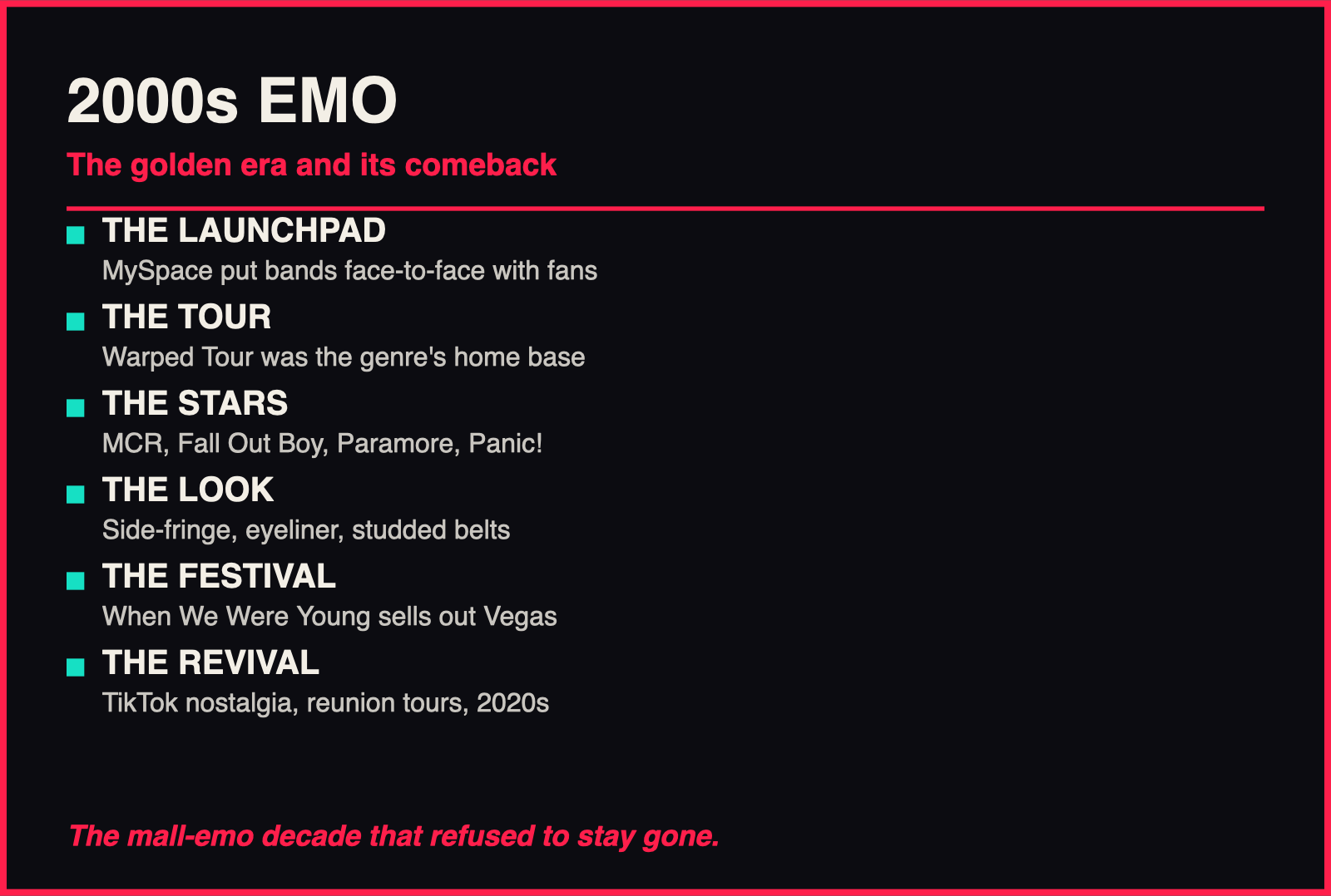 2000s Emo: The Golden Era & Its Revival infographic