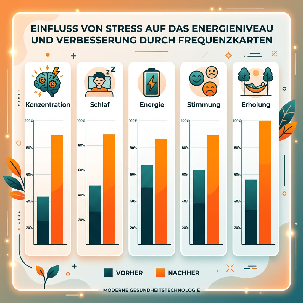 Infografik: Stresseffekte und Verbesserung durch Frequenzkarten