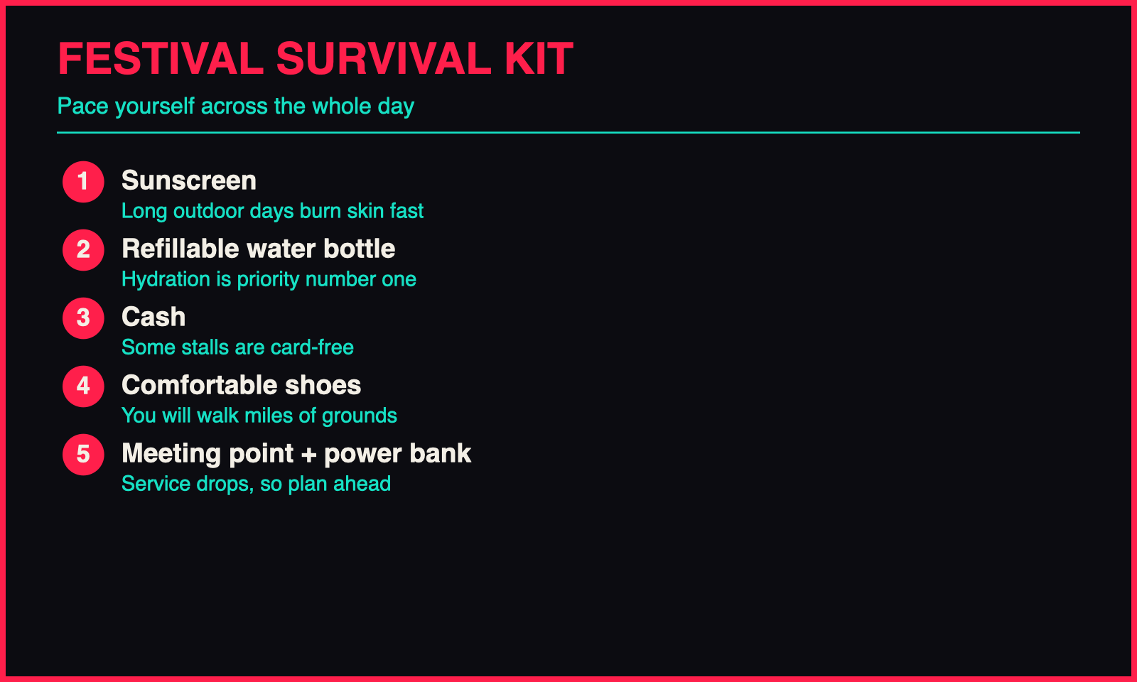 Music Festival Survival Guide: Tips for First-Timers infographic