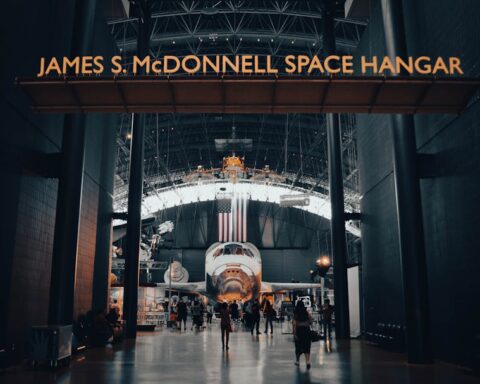 universum bremen - Interior view of the James S. McDonnell Space Hangar featuring a showcased spacec